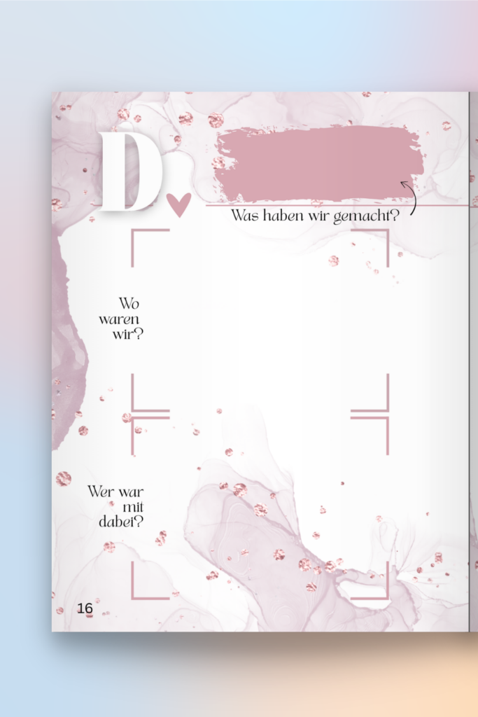 Erinnerungsbuch für gemeinsame Zeit Besieilseite Buchstabe D