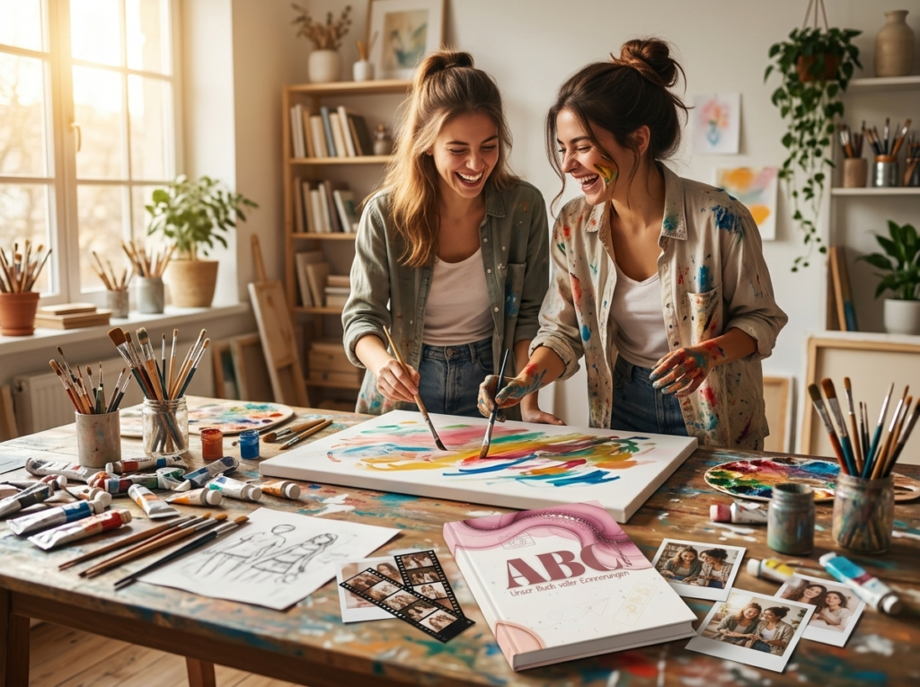 two best friends painting a large canvas kwgqouggu6kwtzuggujyjq kanzrj2erdqgjwbmfpb64g