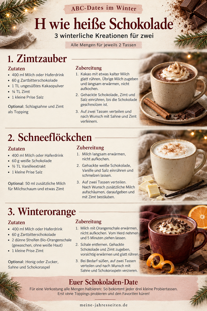 drei winterliche schokoladenkreationen