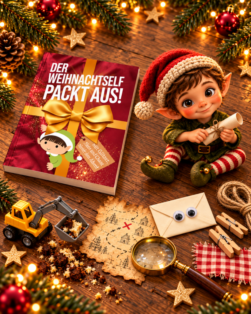 weihnachtself mit buch und schätzen (1)