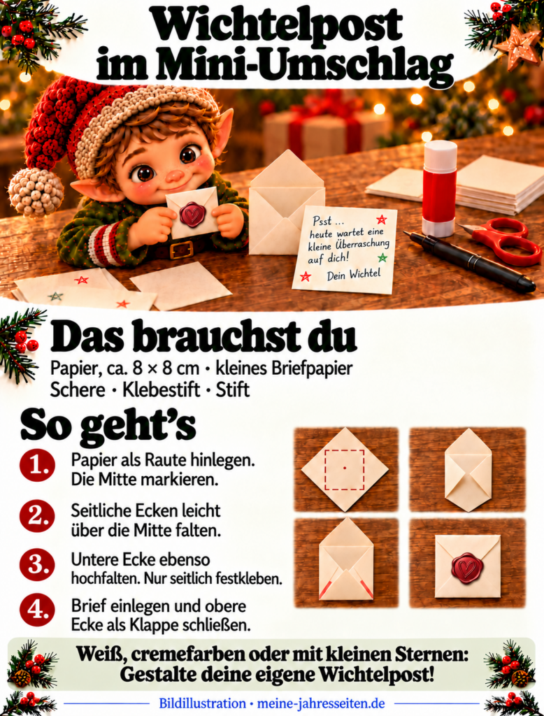 wichtelbrief mit roten herzsiegeln