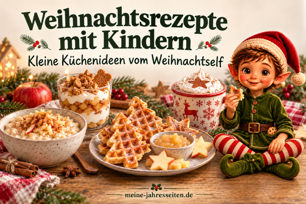 Weihnachtsrezepte mit Kindern: 5 einfache Ideen vom Weihnachtself Weihnachtsrezepte mit Kindern: Weihnachtself mit Waffeln, Frühstücksideen und weihnachtlichen Getränken.